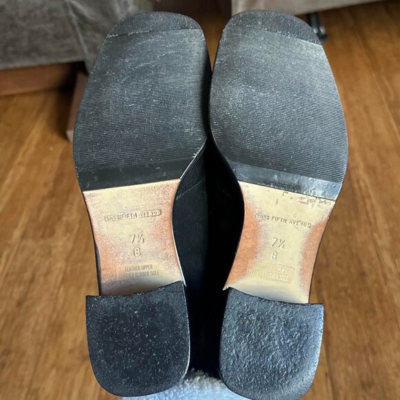 Saks Fifth Avenue Women's 7.5 black suede block heel loafer - Picture 6 of 10